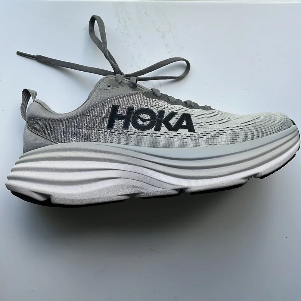 Hoka One One Bondi 8 Wide - NWT - 7.5 EE - Sharkskin/Harbor Mist - Picture 1 of 12